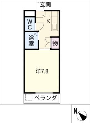 サンローヤル(1K/4階)の間取り写真