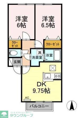 メゾンアプリコット(2DK/1階)の間取り写真