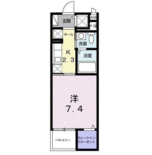スリー エム(1K/2階)の間取り写真