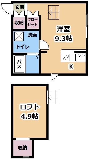 プリマ湖城が丘壱番館(ワンルーム/1階)の間取り写真