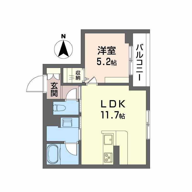 ユーグレイス東島田(1LDK/2階)の間取り写真