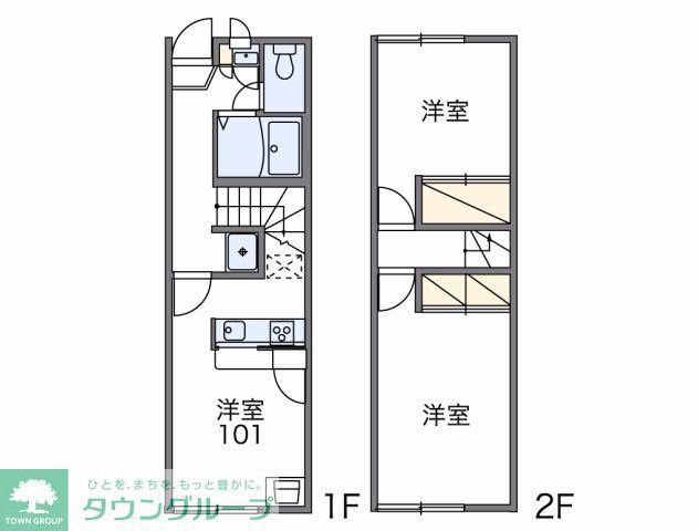 レオパレスアビテ湘南(2DK/1階)の間取り写真