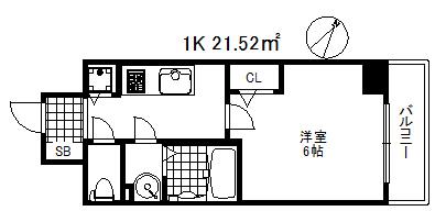 エスリードレジデンス神戸三宮(1K/7階)の間取り写真