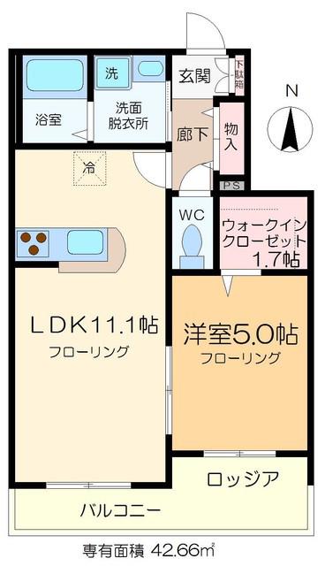 メゾン・パイン・ツリー(1LDK/3階)の間取り写真