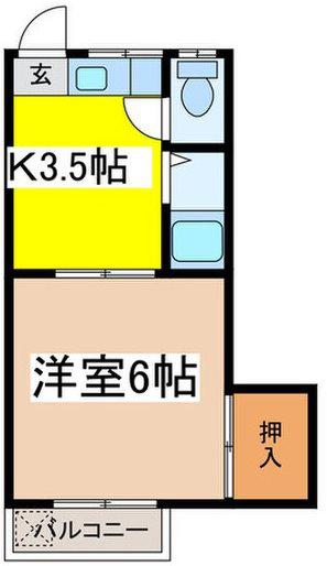 大橋荘(1K/2階)の間取り写真