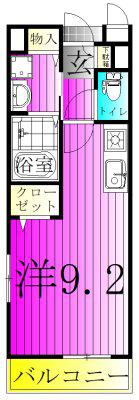 サニーサイド(ワンルーム/1階)の間取り写真
