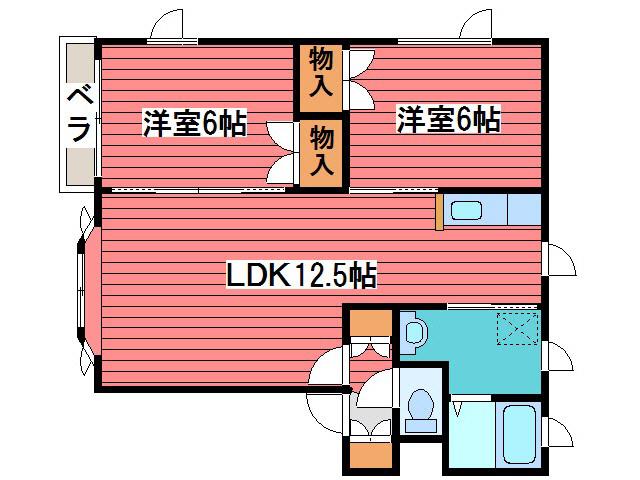 アベニューおちC(2LDK/2階)の間取り写真