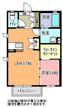 シャーメゾン・レーヴ B(1LDK/1階)の間取り写真