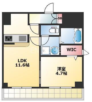 ライオンズマンション日本橋(1LDK/9階)の間取り写真