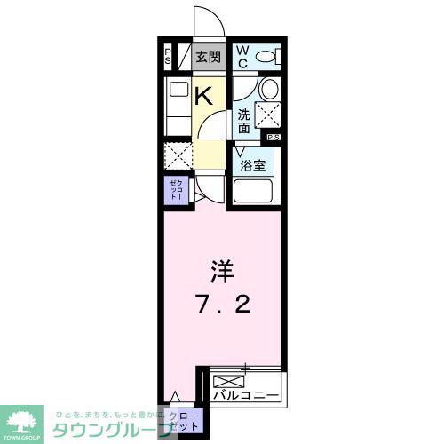 プラシード カメリア(1K/2階)の間取り写真