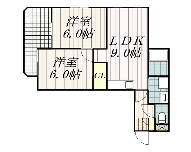 BELLS(2DK/5階)の間取り写真