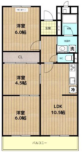東生駒北ガーデンハイツ 23(3LDK/1階)の間取り写真
