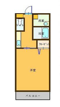 ソレアード(1K/1階)の間取り写真
