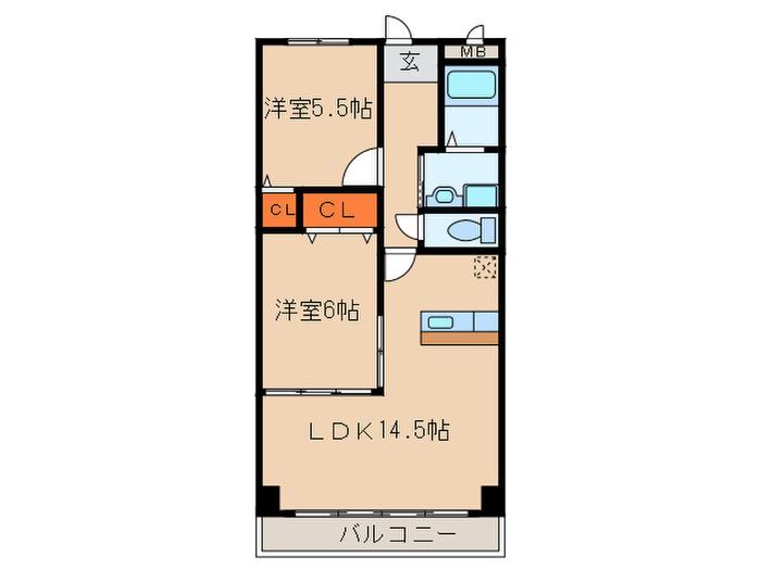 サウスコート春日井(2LDK/6階)の間取り写真