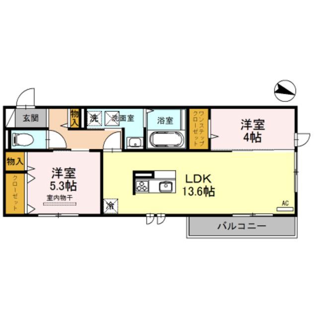 アンソレイエ(2LDK/2階)の間取り写真
