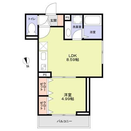 ラリュール鷺宮(1LDK/3階)の間取り写真