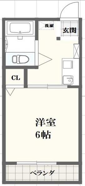 ベルハイム白国(1K/1階)の間取り写真