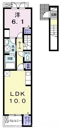 ラグランヴィータ小野I(1LDK/2階)の間取り写真