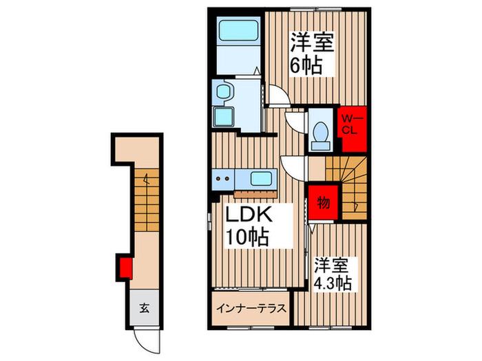 シャルール(2LDK/2階)の間取り写真