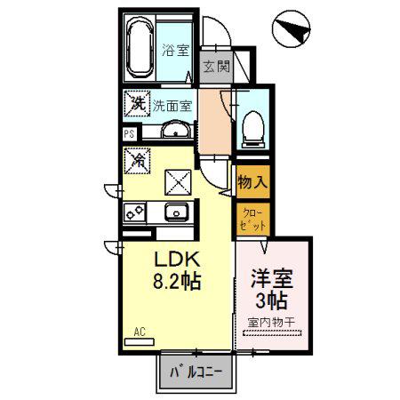 テロワール六番館(1LDK/1階)の間取り写真
