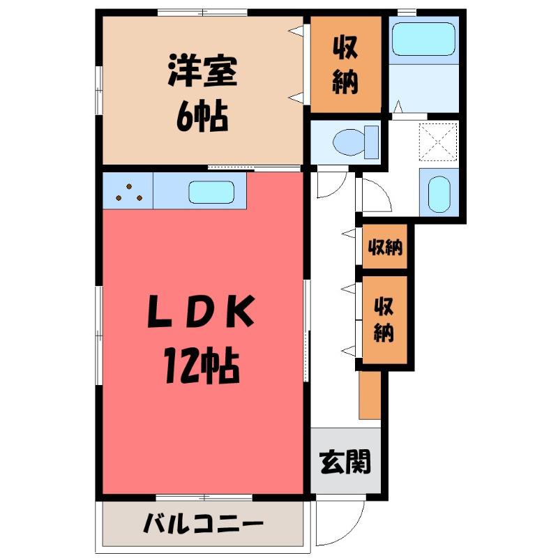 フォレストハウスB棟(1LDK/1階)の間取り写真