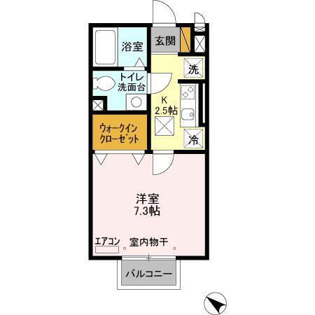 モナリエ稲荷町(1K/1階)の間取り写真