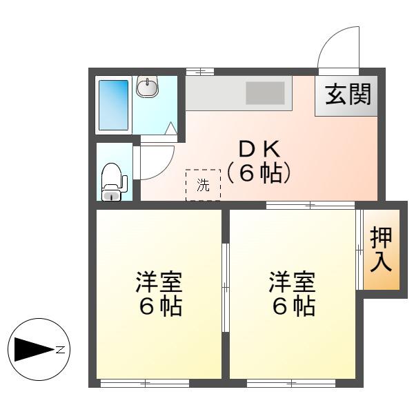 フォーブル岡田(2DK/1階)の間取り写真