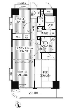 グランシエロ川口本町(3DK/7階)の間取り写真