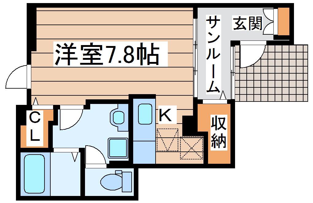 ノイフリシュC(ワンルーム/1階)の間取り写真