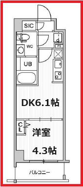 オルタナ墨田(1DK/1階)の間取り写真