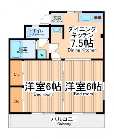 スカイコート小倉(2DK/3階)の間取り写真