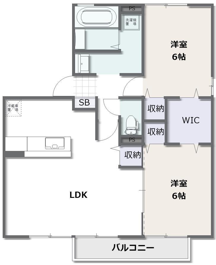 アネックス福原 B(2LDK/1階)の間取り写真