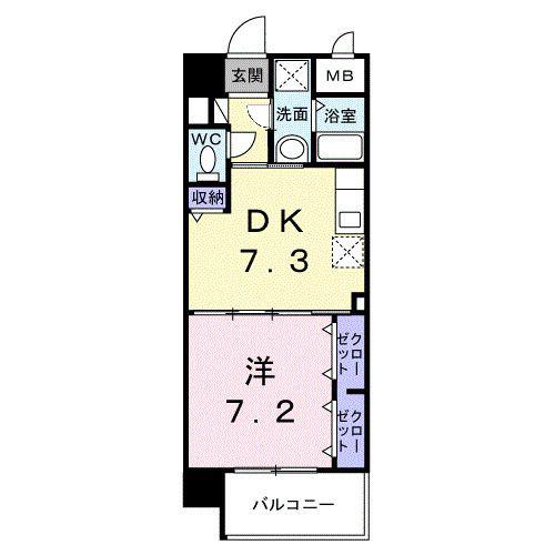 サンリット 牧志(1DK/7階)の間取り写真