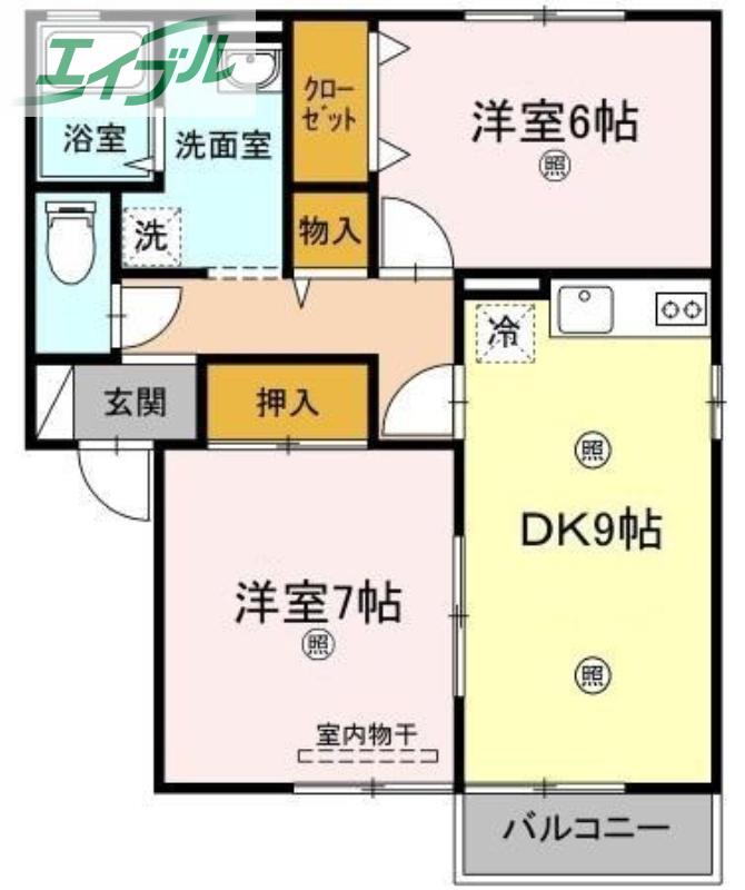 リバーパークB(2DK/2階)の間取り写真