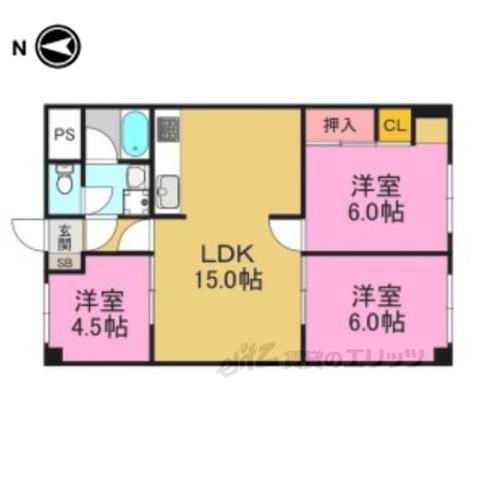 シャトー寿楽(3LDK/7階)の間取り写真