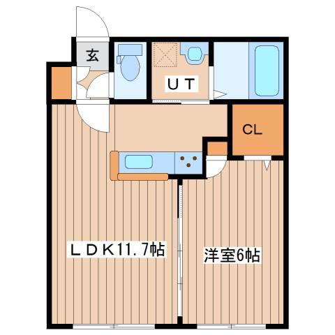 地下鉄東西線 西18丁目駅 徒歩6分 4階建 築7年(1LDK/1階)の間取り写真