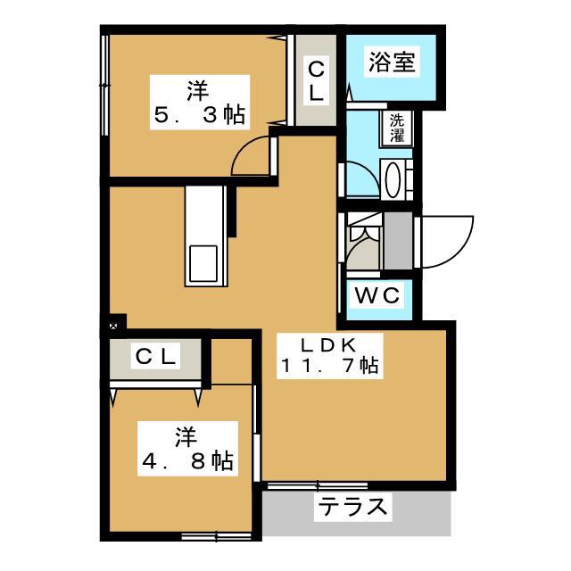 ヴィラージュ南荻窪(2LDK/1階)の間取り写真