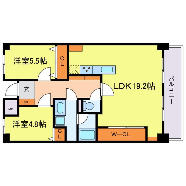 マツダファミリーハイツ阿波座(2LDK/11階)の間取り写真