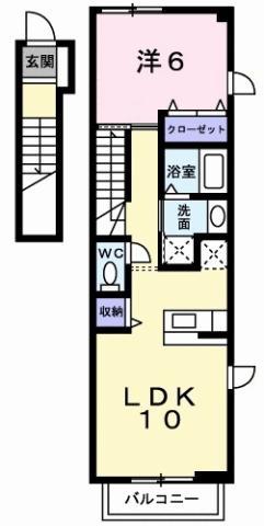 メゾン・コモドA(1LDK/2階)の間取り写真