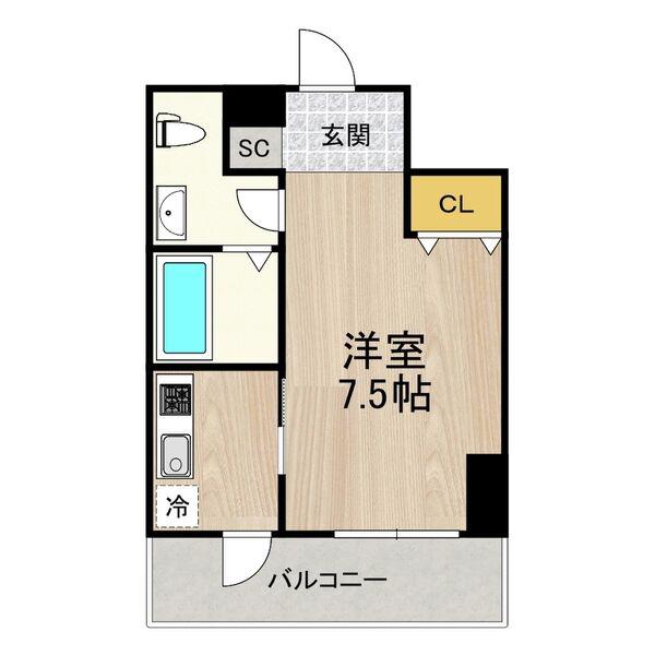フロンティアタワー名駅南(1K/3階)の間取り写真