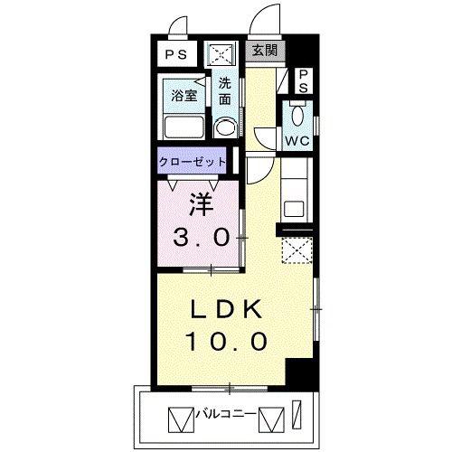 アークヒルズII(1LDK/4階)の間取り写真