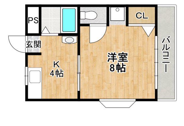 ルミナス箕面 箕面北尾マンション(1K/2階)の間取り写真