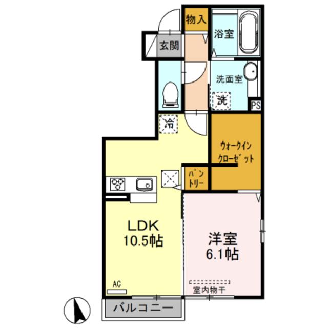 ヴァンベール(1LDK/1階)の間取り写真