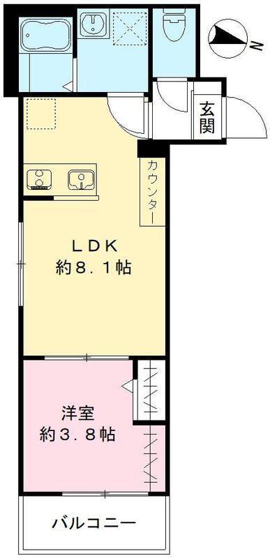 カサ デ ルーナ(1LDK/1階)の間取り写真