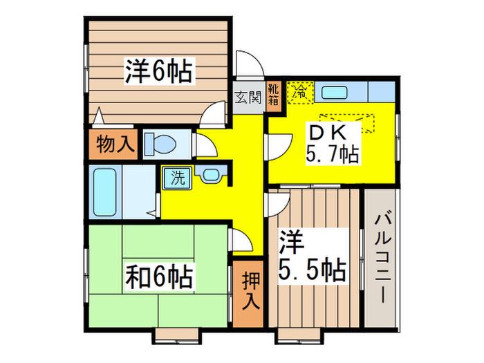 ハイツシャラ(3DK/1階)の間取り写真