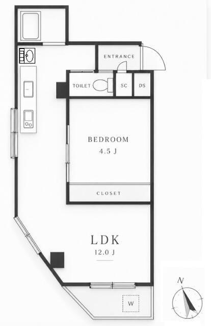 ニュー荻窪マンション(1LDK/7階)の間取り写真
