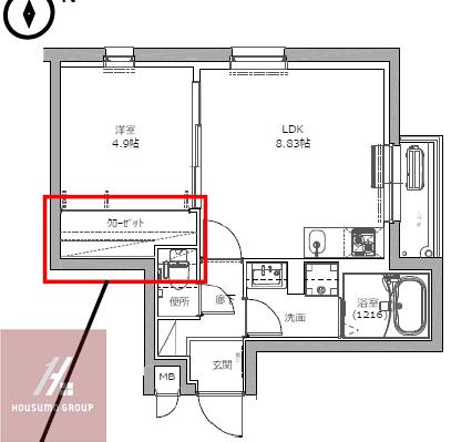 LEGALAND福島ノース(1LDK/2階)の間取り写真