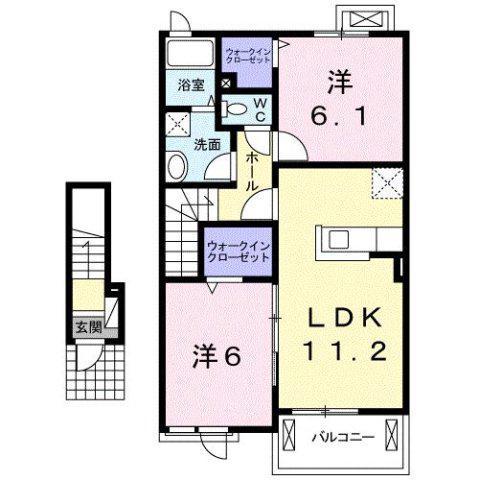 ノ-ル・ボワ II(2LDK/2階)の間取り写真