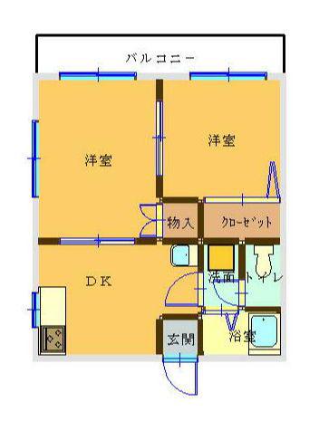 ハイム鳳(2DK/2階)の間取り写真