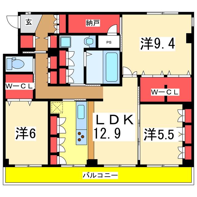 メゾンドコリン(3LDK/1階)の間取り写真